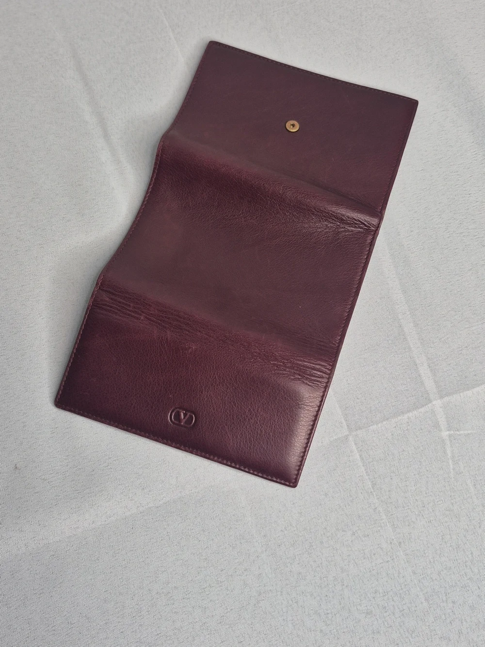 Valentino Garavani Burgundy Folded Leather Wallet NWOT
